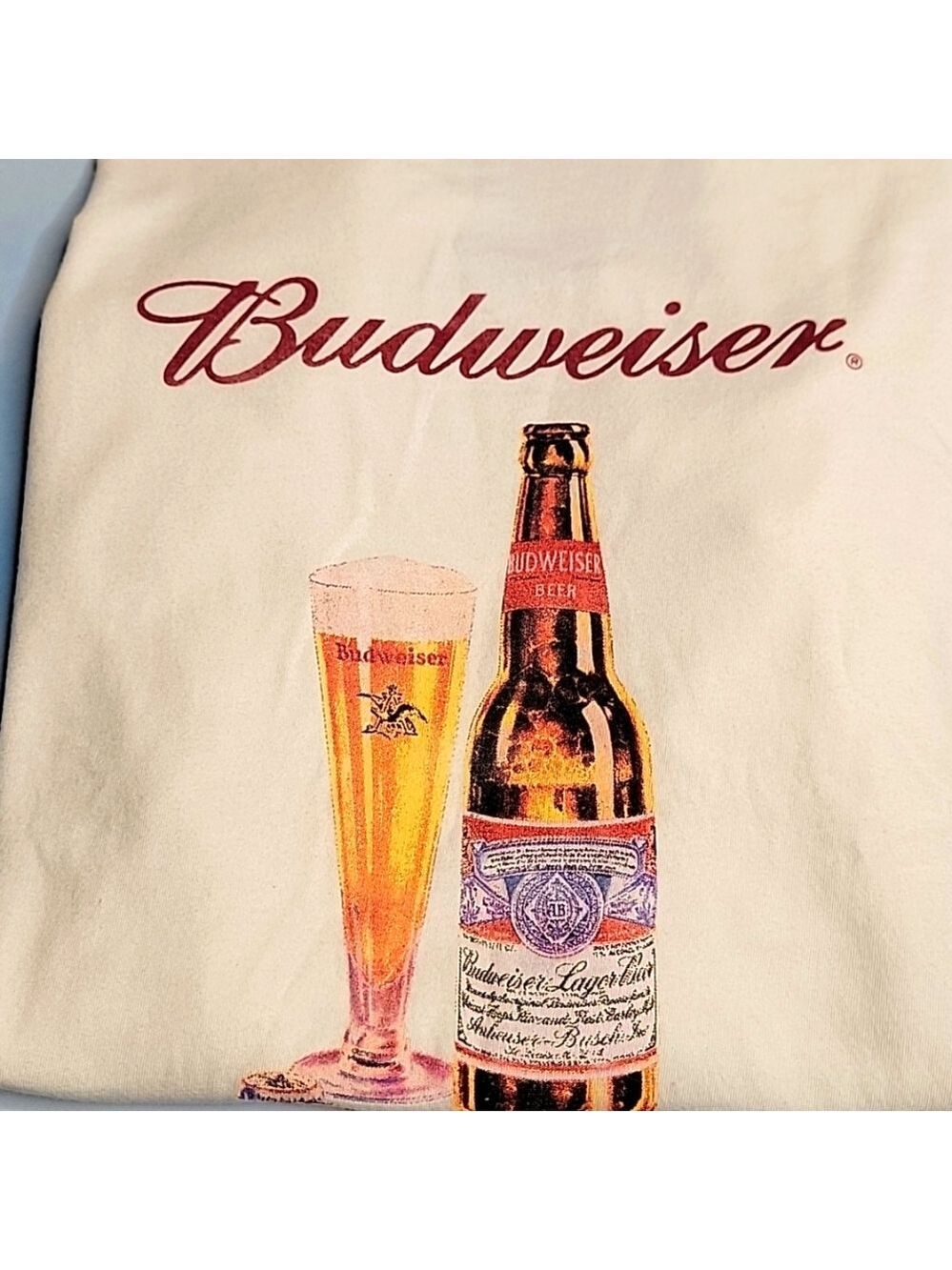 Lucky Brand Budweiser Red and Gold Logo T-Shirt - Picture 2 of 6